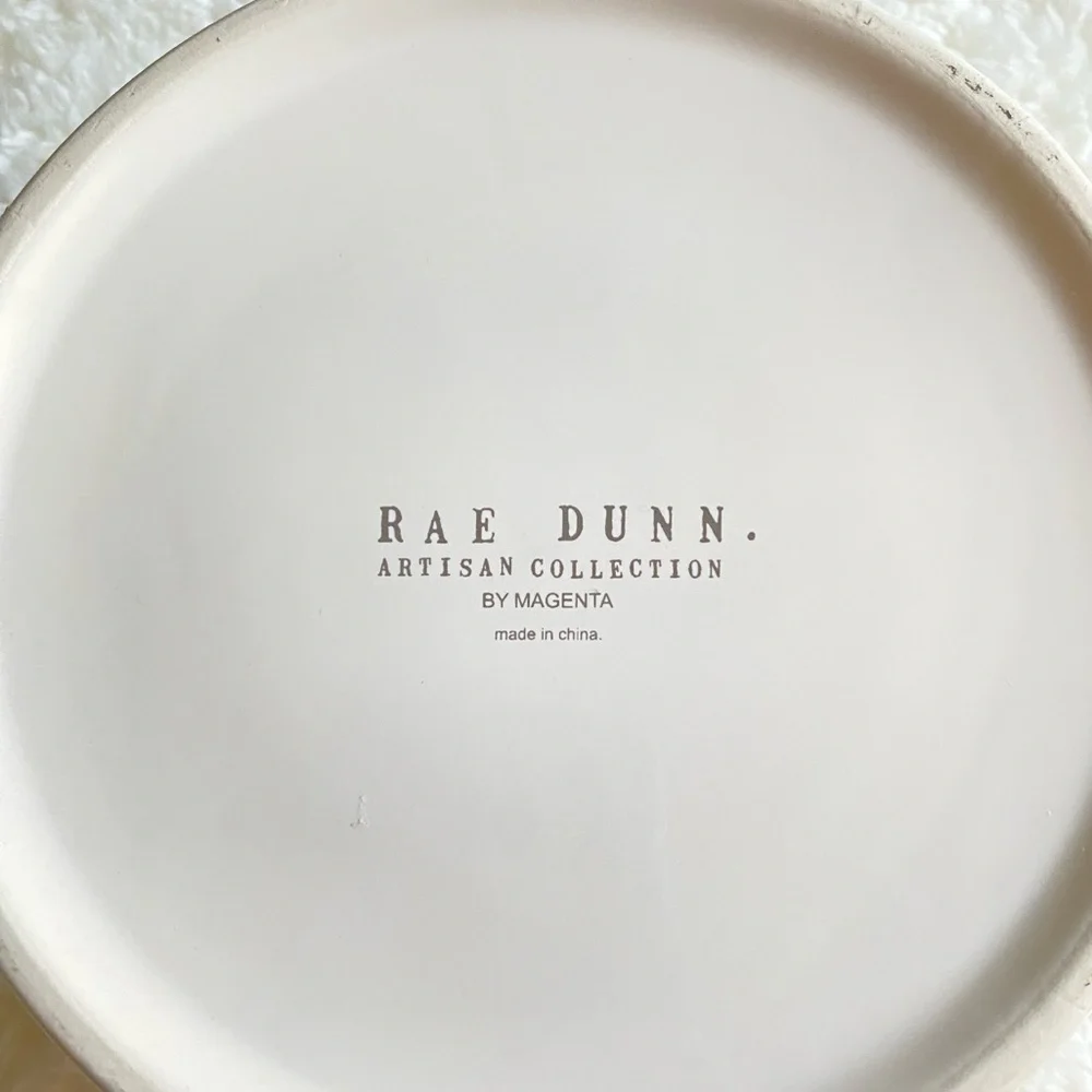 Rae Dunn Artisan Collection White Dog Woof Bowl 8”X 3”